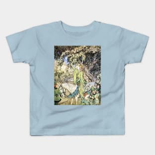 Queen Guinevere on Mayday - Arthur Rackham Kids T-Shirt